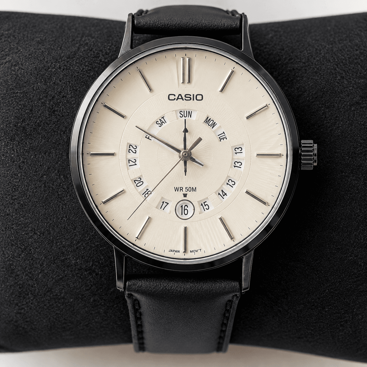 Black leather Casio wrist watch